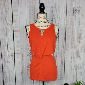 NWOT Fabletics Orange Twist Low Back Athletic Gym Running Workout Tank Top